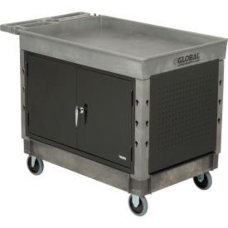 Global Equipment Extra Strength Plastic 2-Tray Maintenance Cart W/ 5" Casters, 44 x 25-1/2" 800305
